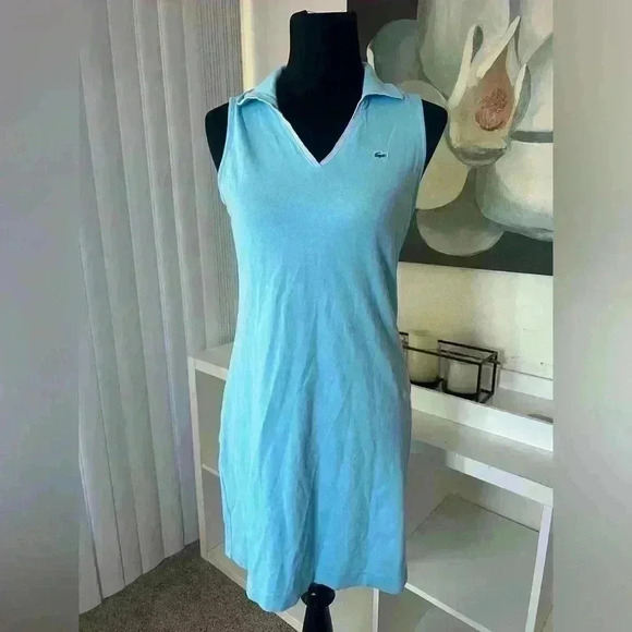 Lacoste Vintage 90’s Light Blue Polo Dress European Size 40 - Picture 1 of 5